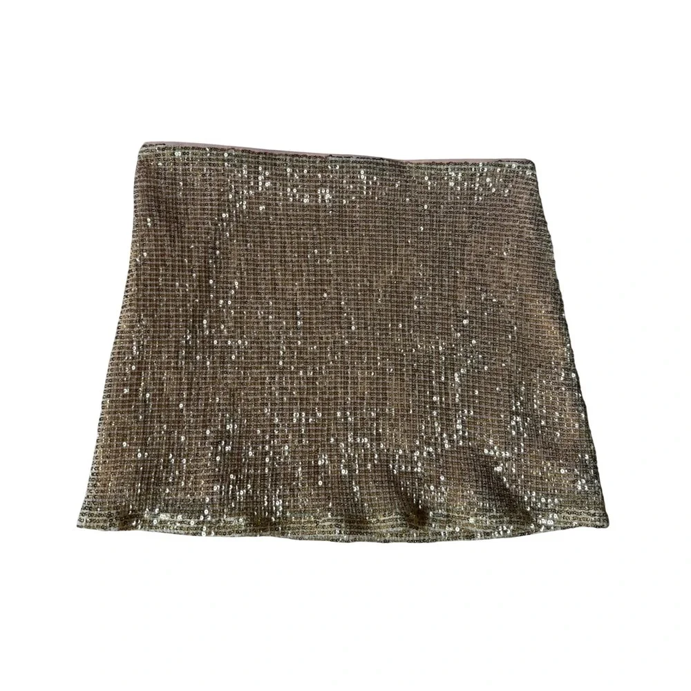 Lovers and Friends Mini Skirt‎ Selma Sequin Party Gold Small